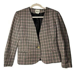 VTG Leslie Fay Wool Blend Plaid Ladies Sophisticated Nostalgic Blazer SZ 6P